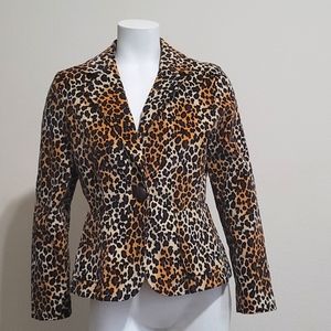 Signature Larry Levine Animal Print Blazer 8 Petite